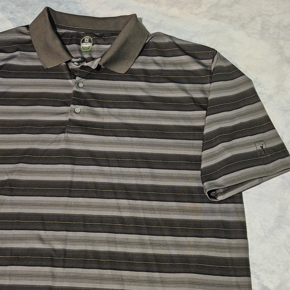 PGA Tour Pro Series Men's 4XLT Golf Polo Shirt Gray Striped Short Sleeve